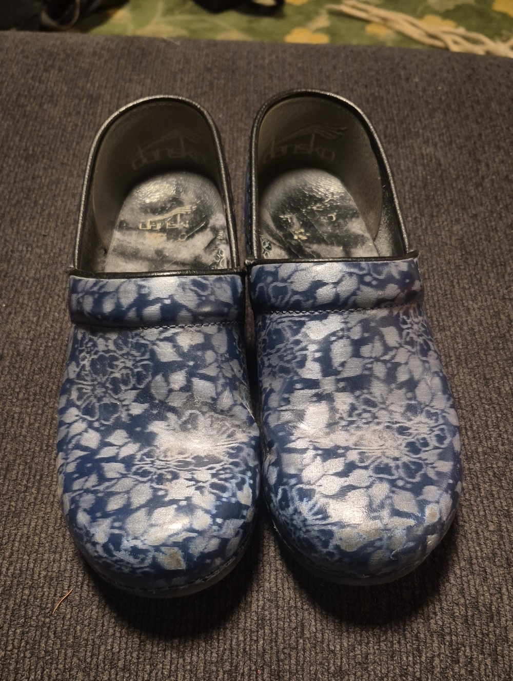 Dansko Blue Floral Slip-On Clogs